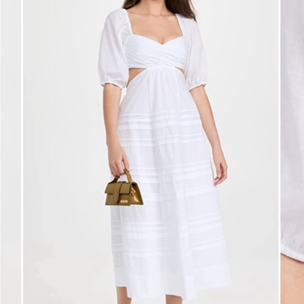 STAUD White Puff Sleeve Sundress